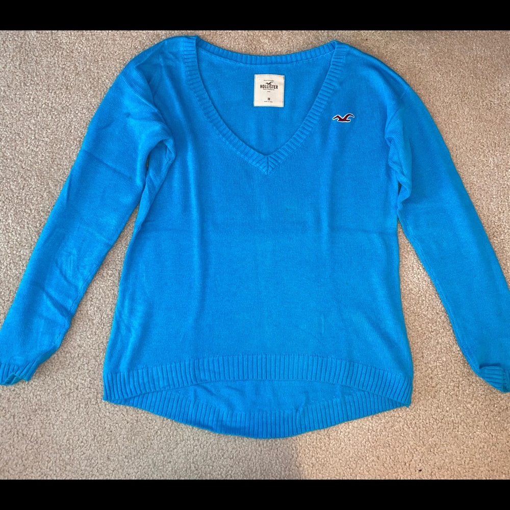 Bright Blue Hollister V-Neck Sweater